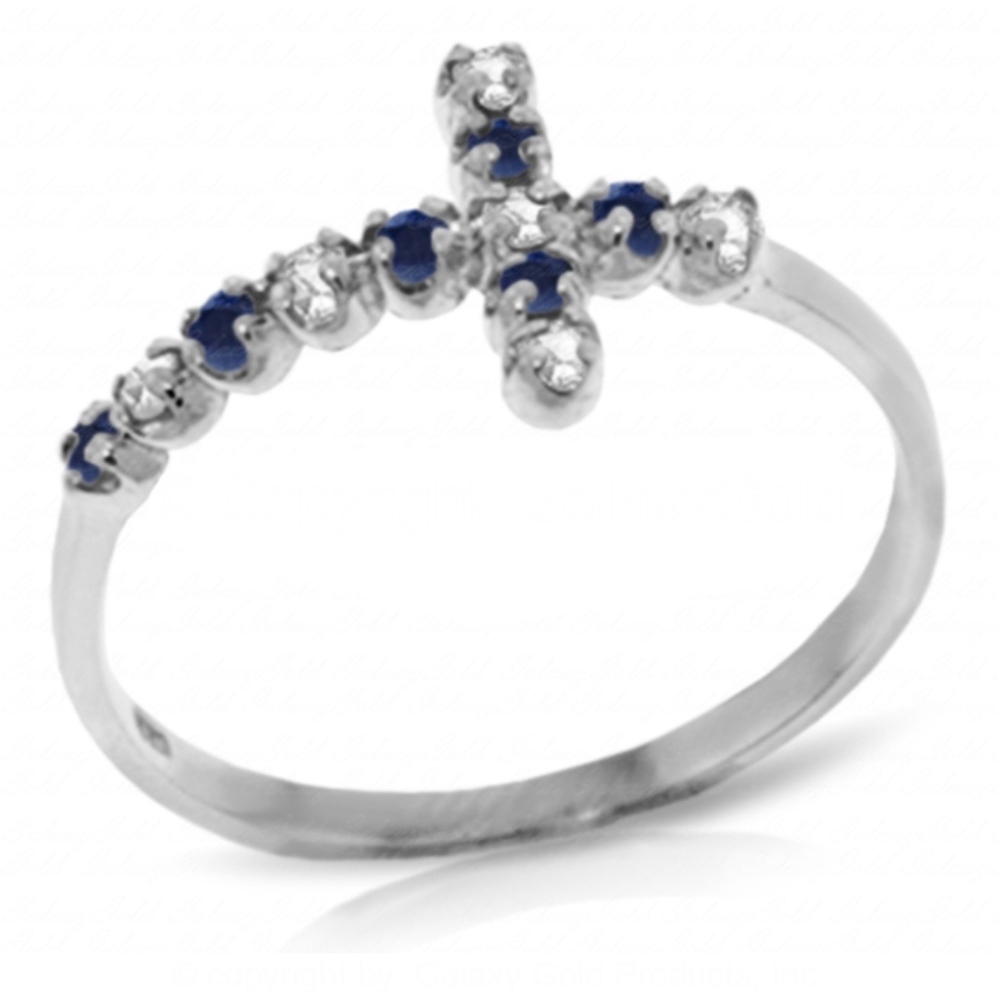 COPY - 14K GOLD CROSS RING WITH DIAMONDS & SAPPHI… - Picture 4 of 4